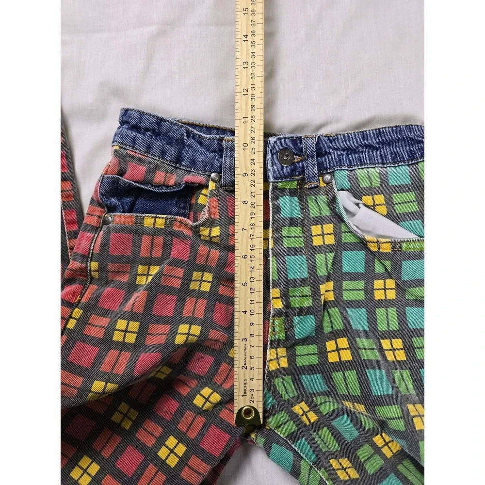 Ragged Jeans Jeans Womens 24 Multicolor Plaid Colorblock Tapered Leg Denim Pants